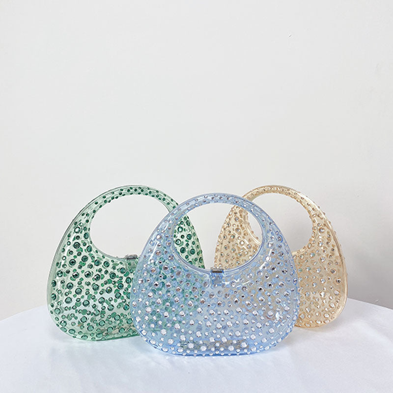 Women's Elegant Transparent Summer Acrylic Diamond Evening Bags