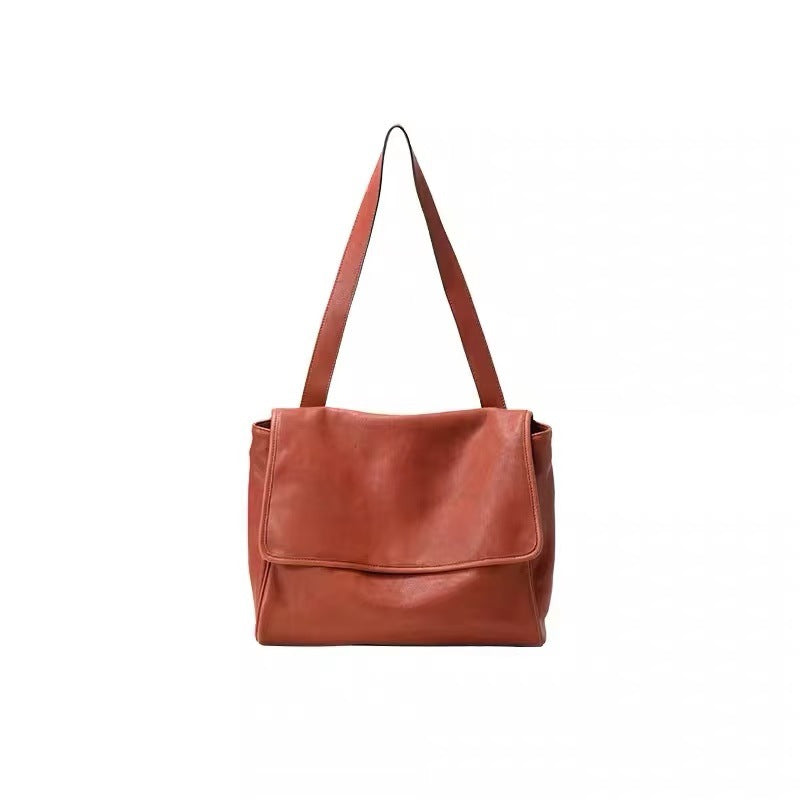Women's Vegetable Tanning Leather Flap Large Capacity Shoulder Bags