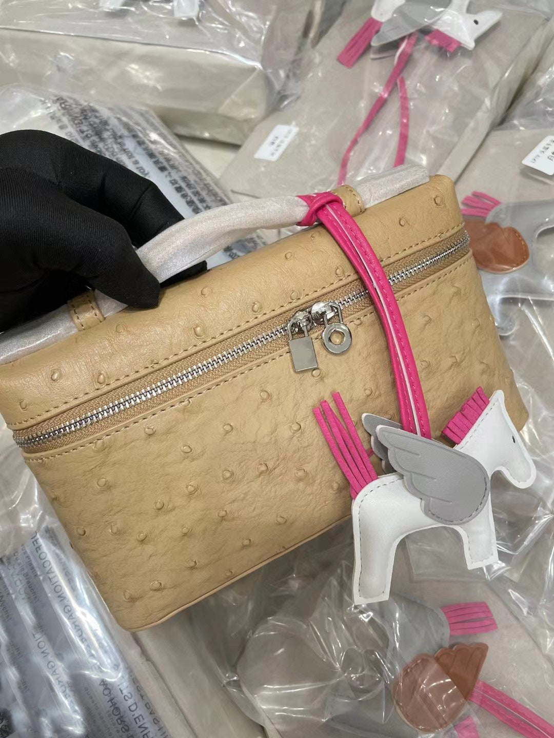 Women's Lunch Box Ostrich Grain Cowhide Fashion Crossbody Bags