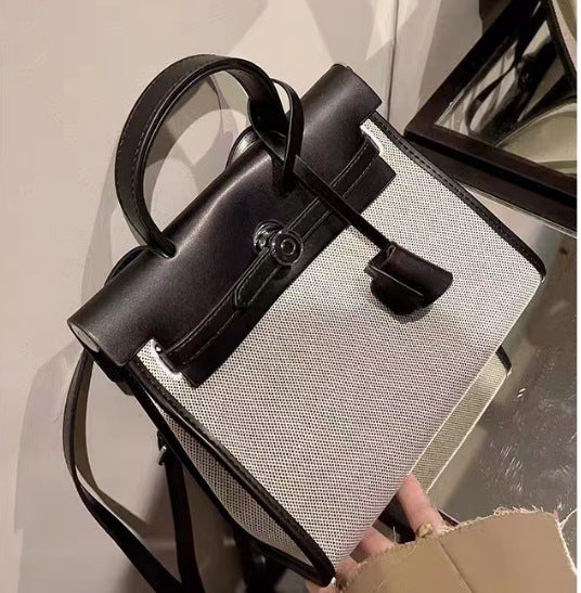 Women's Fashion High-grade Canvas Stitching Kelly Niche Handbags