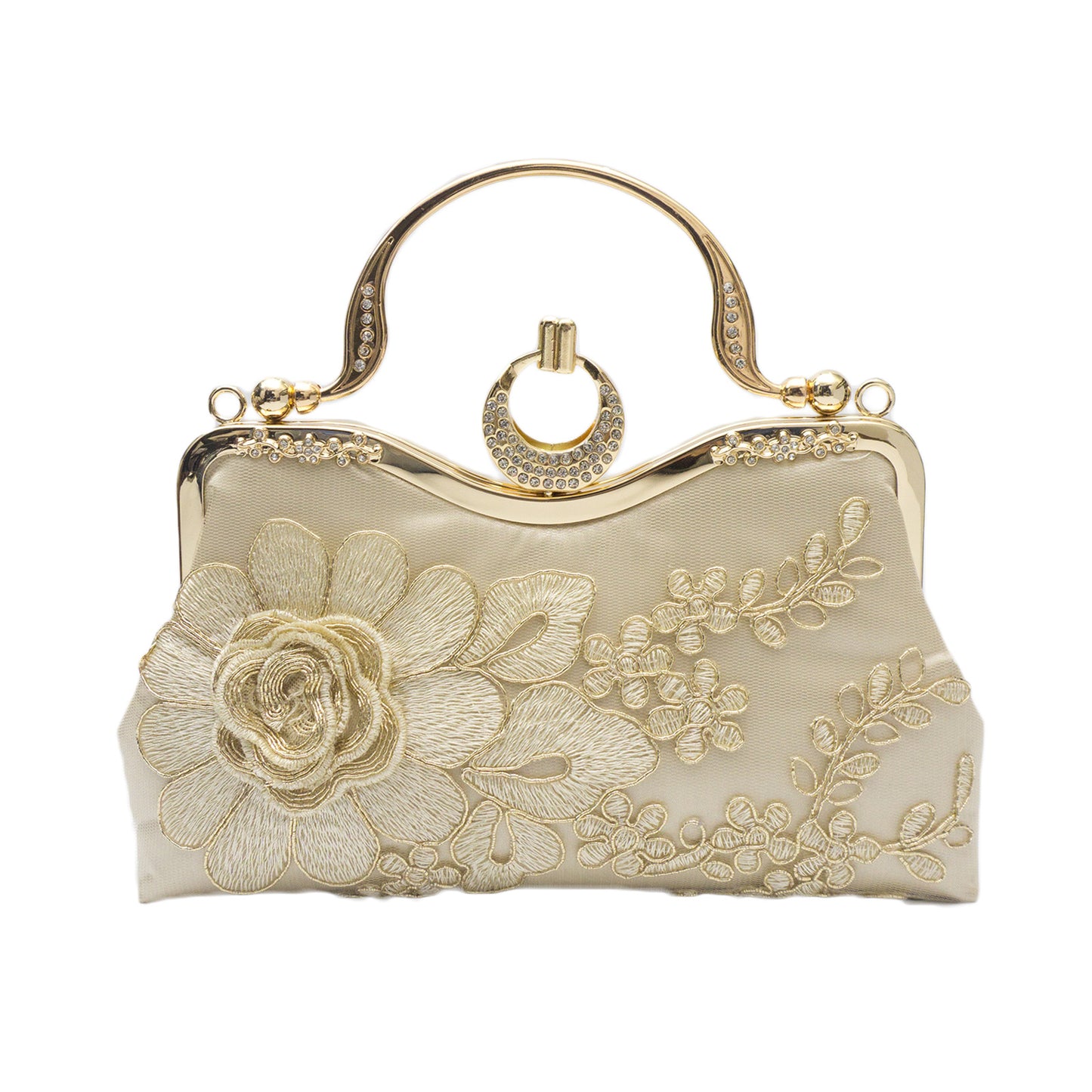 Women's Large Flower Embroidered Cheongsam Dinner Diamond Evening Bags