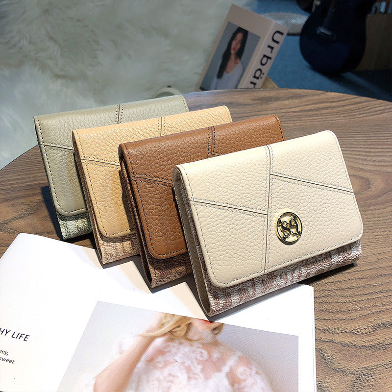 Women's Short Genuine Leather Fashion Tri Fold Ladies Wallets