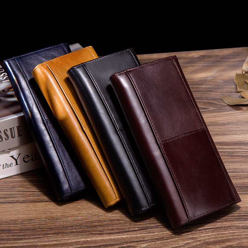 Women's & Men's & Long Clutch Cowhide Vintage For Men's Wallets
