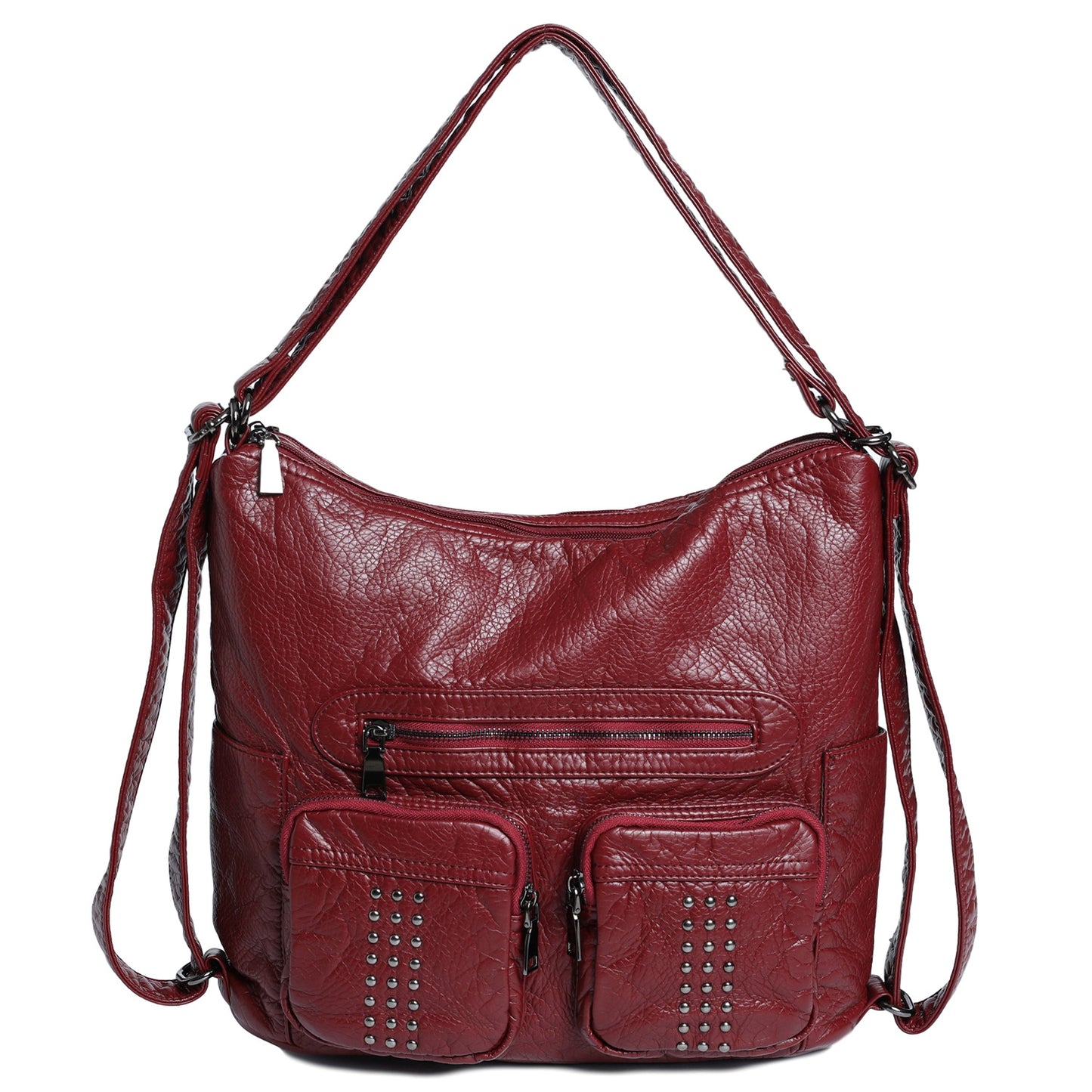 Women's Fashionable Leather Motorcycle Lightweight Retro Large Backpacks