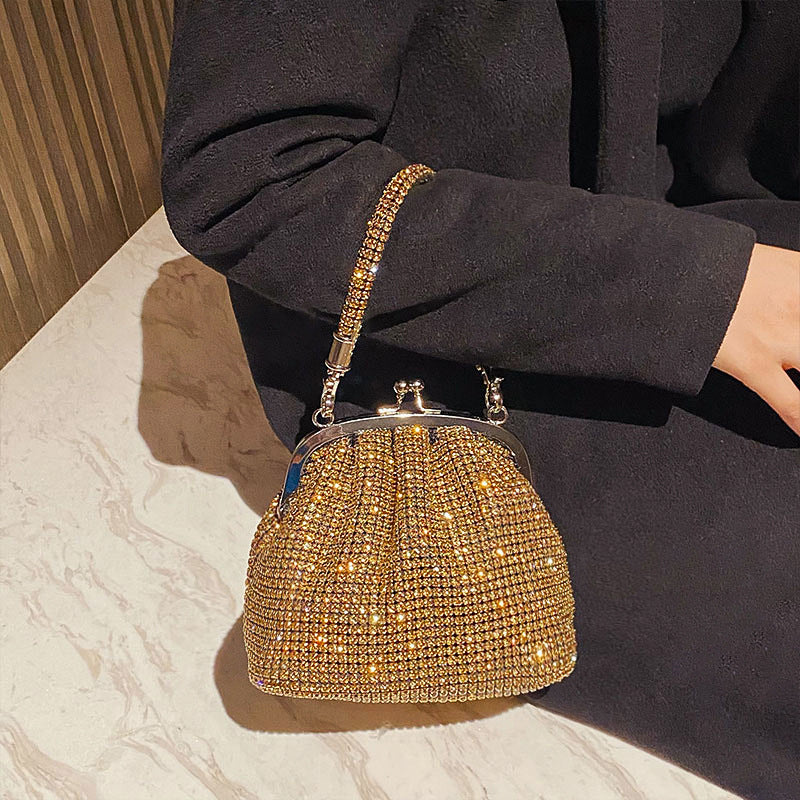 Women's Rhinestone Shell Clip Chain Handmade Dinner Shoulder Bags