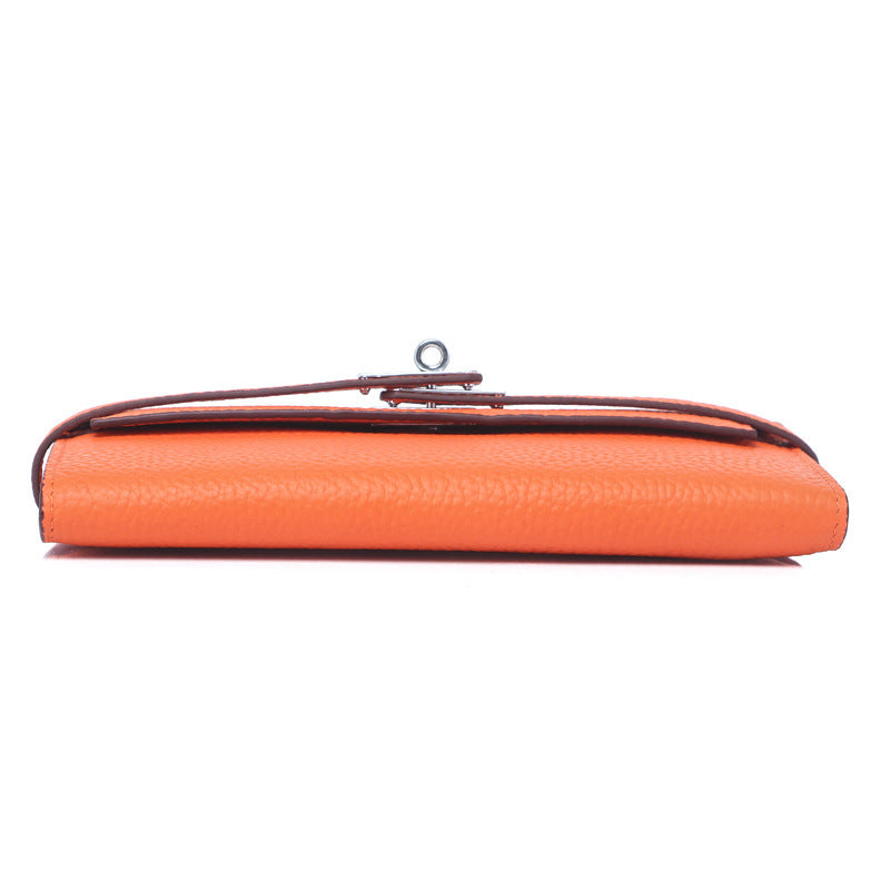 Women's Lychee Pattern Cowhide Clutch Long Genuine Ladies Wallets