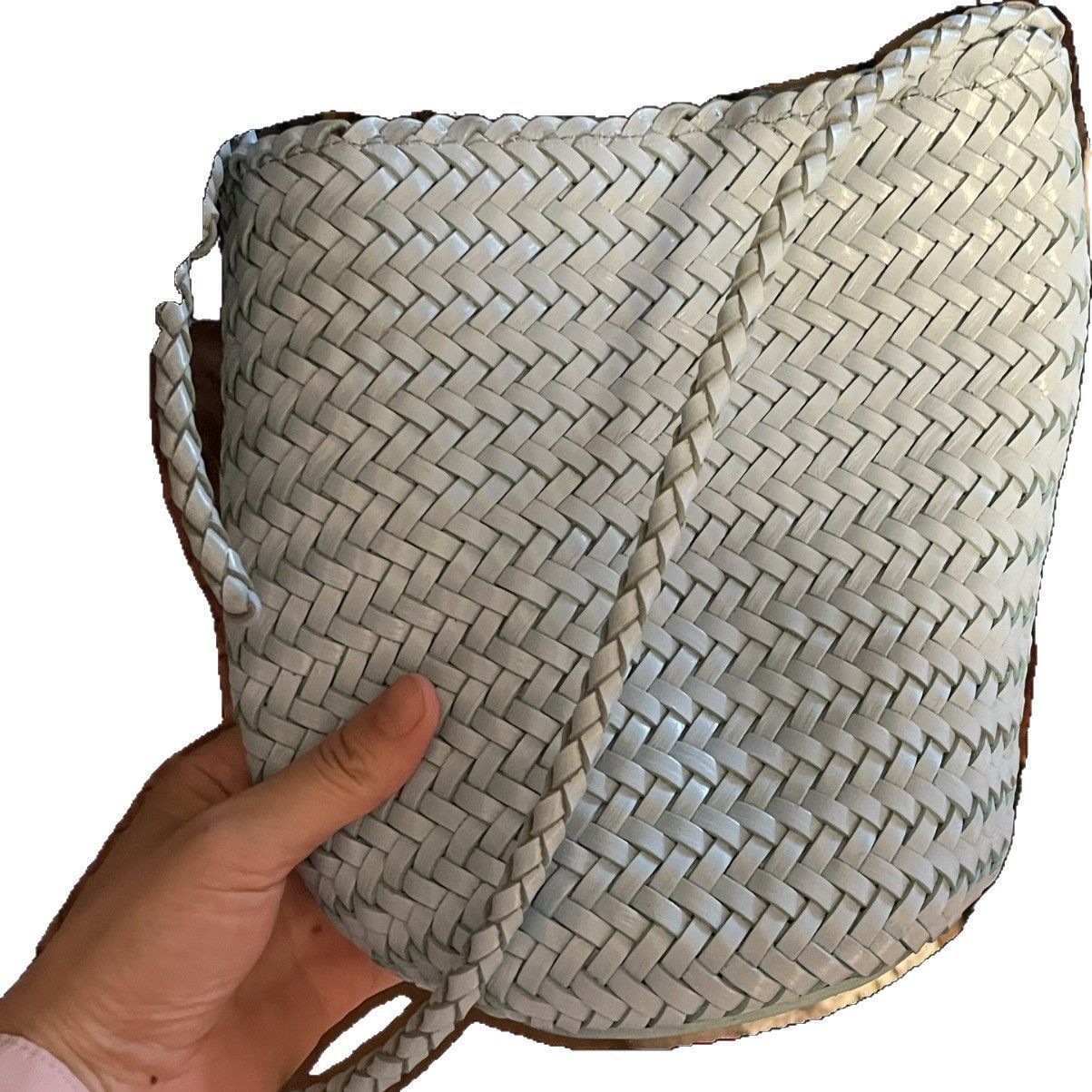 Summer Vegetable Tanning Leather Handmade Woven Shoulder Bags