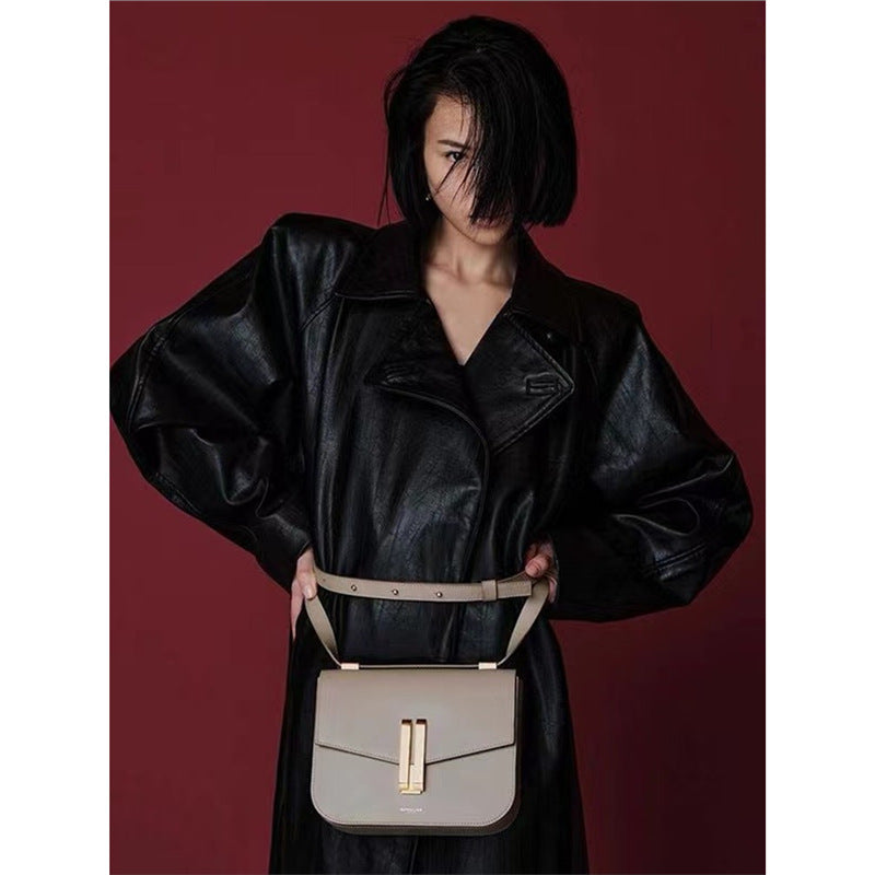 Women's Glamorous British Design Leather Tofu Crossbody Bags
