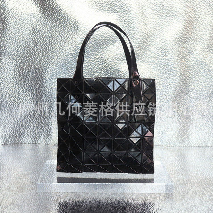 Women's Rhombus Plaid Color Matching Mirror Solid Handbags