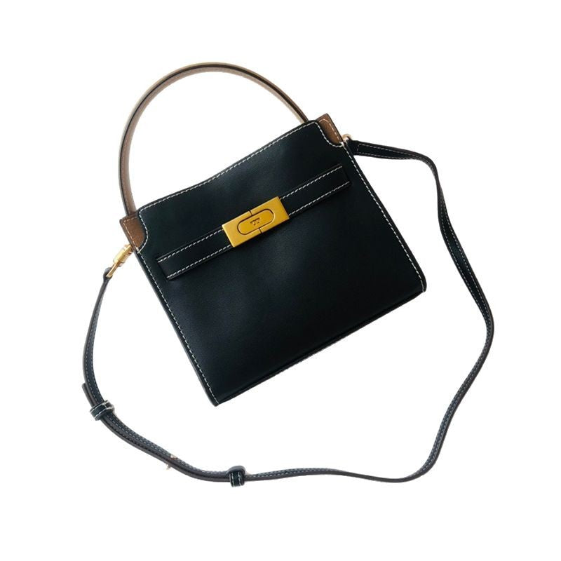 Women's Layer Leather Contrast Color Stitching Single Shoulder Bags
