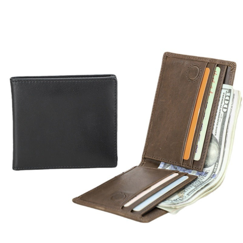 Men's Angel First Layer Cowhide Two Fold Horizontal Men's Wallets