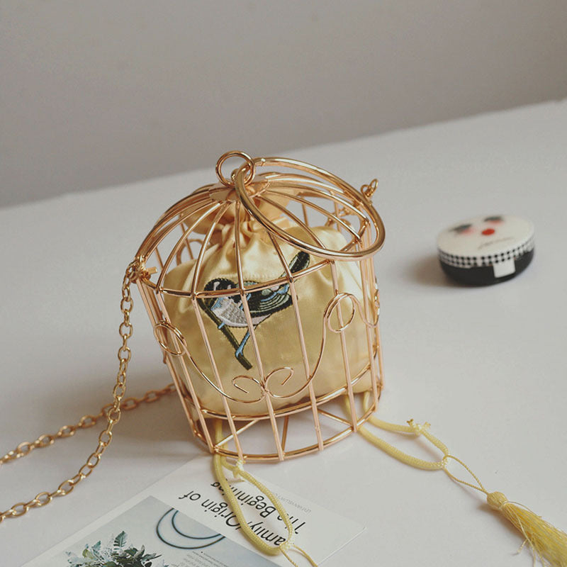 Women's Hollow Iron Bird Cage Western Style Crossbody Bags
