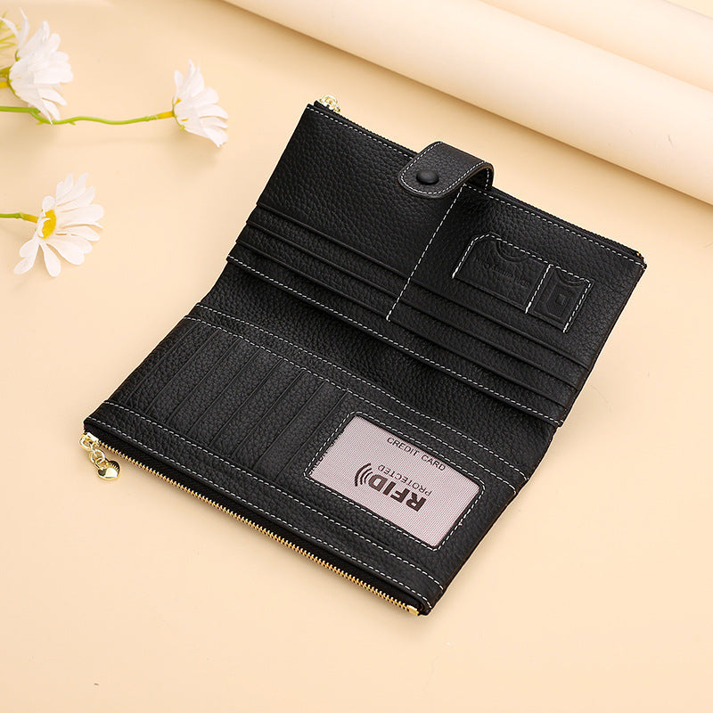 Multifunctional Fashion Top Layer Leather Two-fold Ladies Wallets