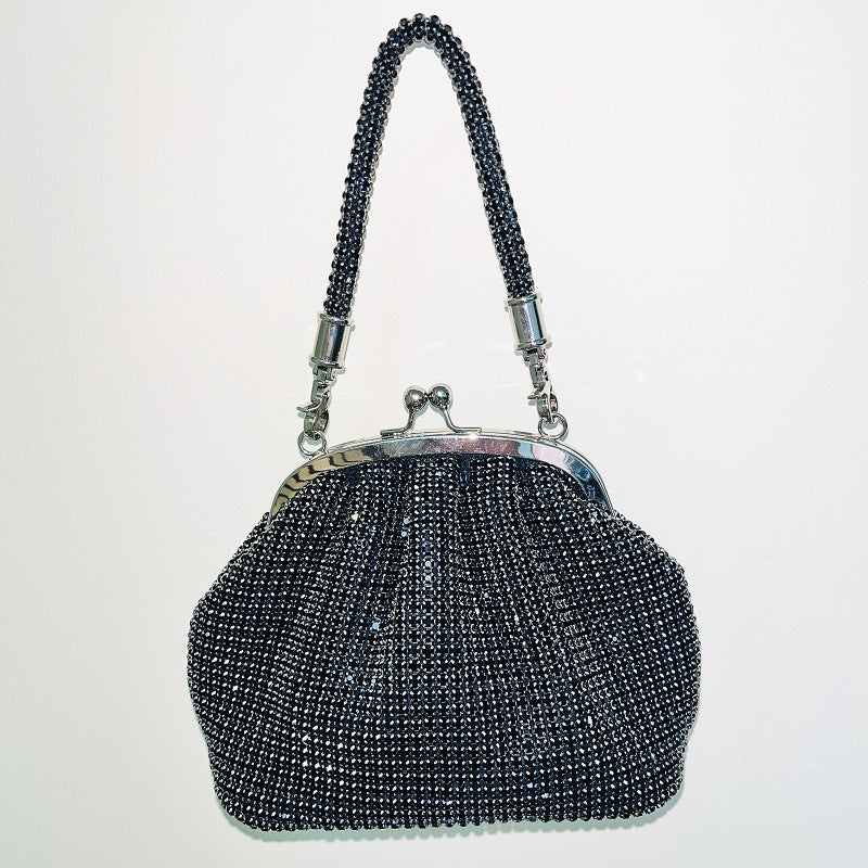 Women's Rhinestone Shell Clip Chain Handmade Dinner Shoulder Bags
