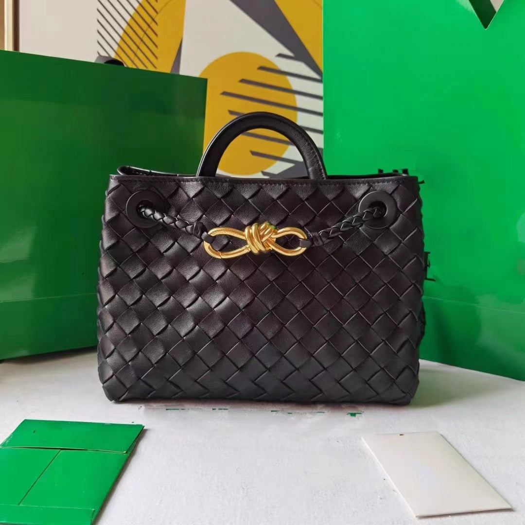 Durable Versatile Pretty Authentic Leather Weave Shoulder Bags