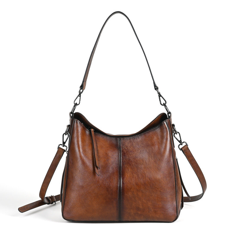 Women's First Layer Cowhide Large Capacity Soft Armpit Bags