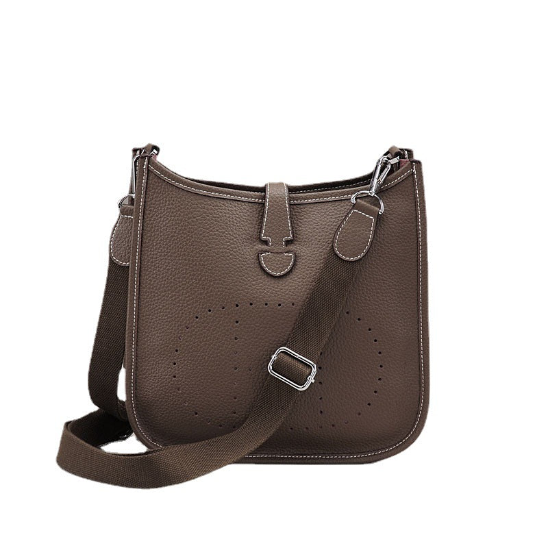 Women's Genuine Leather Fashion Punching Korean Style Crossbody Bags