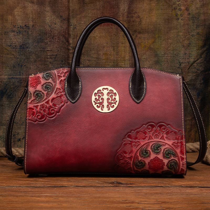 Women's Retro National Style Fashion Big Brushed Handbags