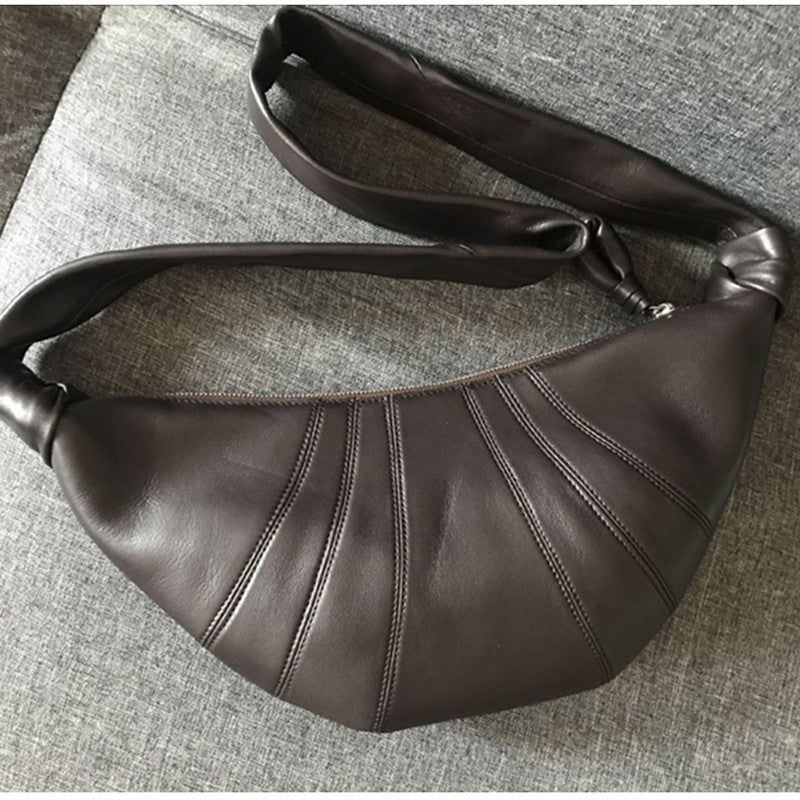 Women's Retro Minority Cowhide Croissant Genuine Leather Crossbody Bags