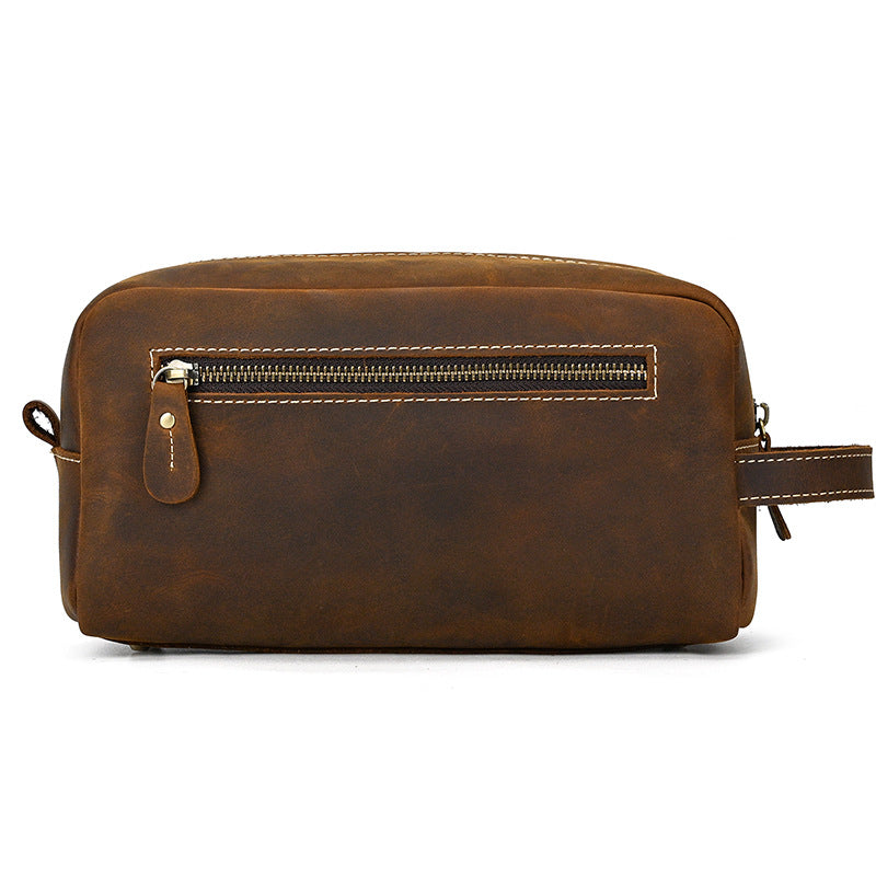 Men's Leather Clutch Retro Crazy Horse Neutral Wash Men's Handbags