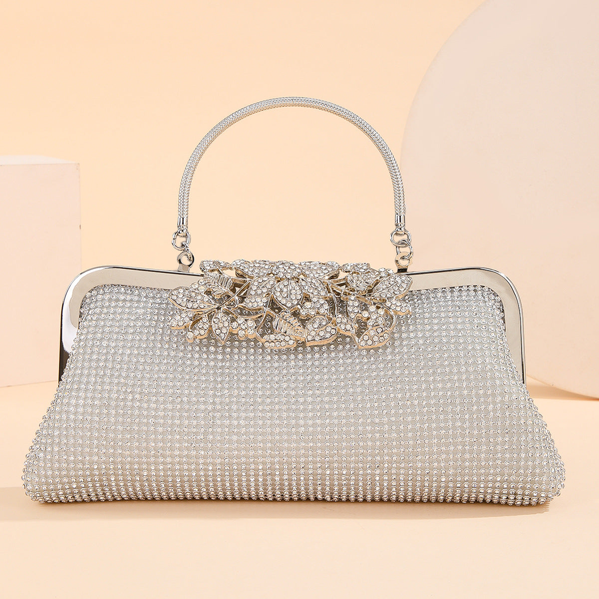 Rhinestone Over Flower Banquet Wedding Hand Evening Bags
