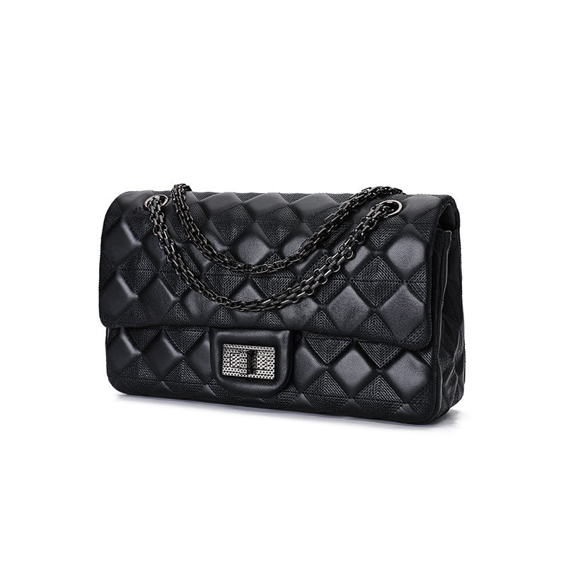 Women's Rhombus Chain Fashion Sheepskin Genuine Leather Shoulder Bags