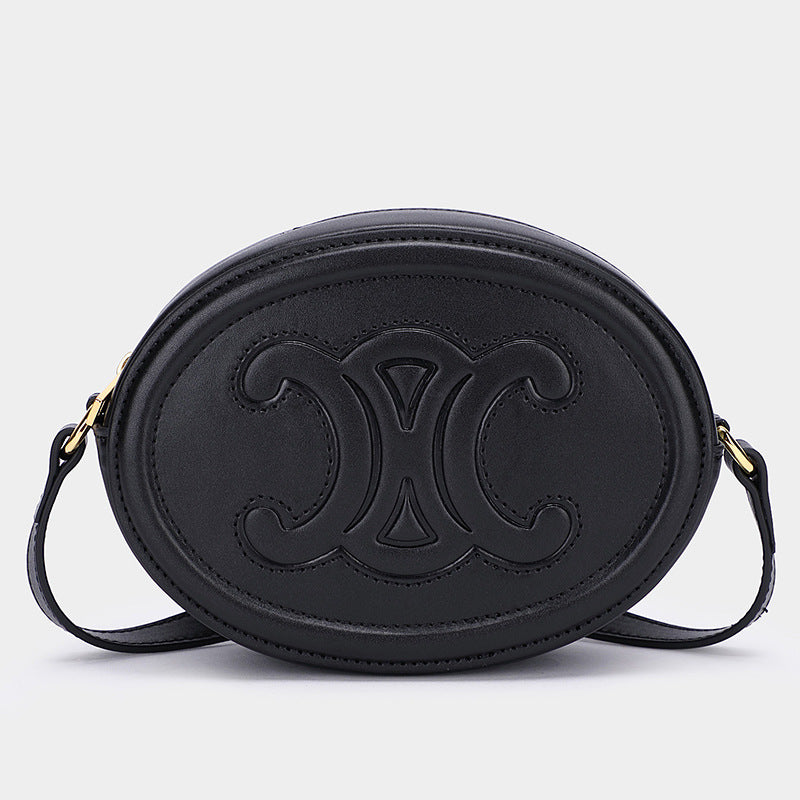Genuine Leather Temperament Packaging Fashion Simple Round Shoulder Bags