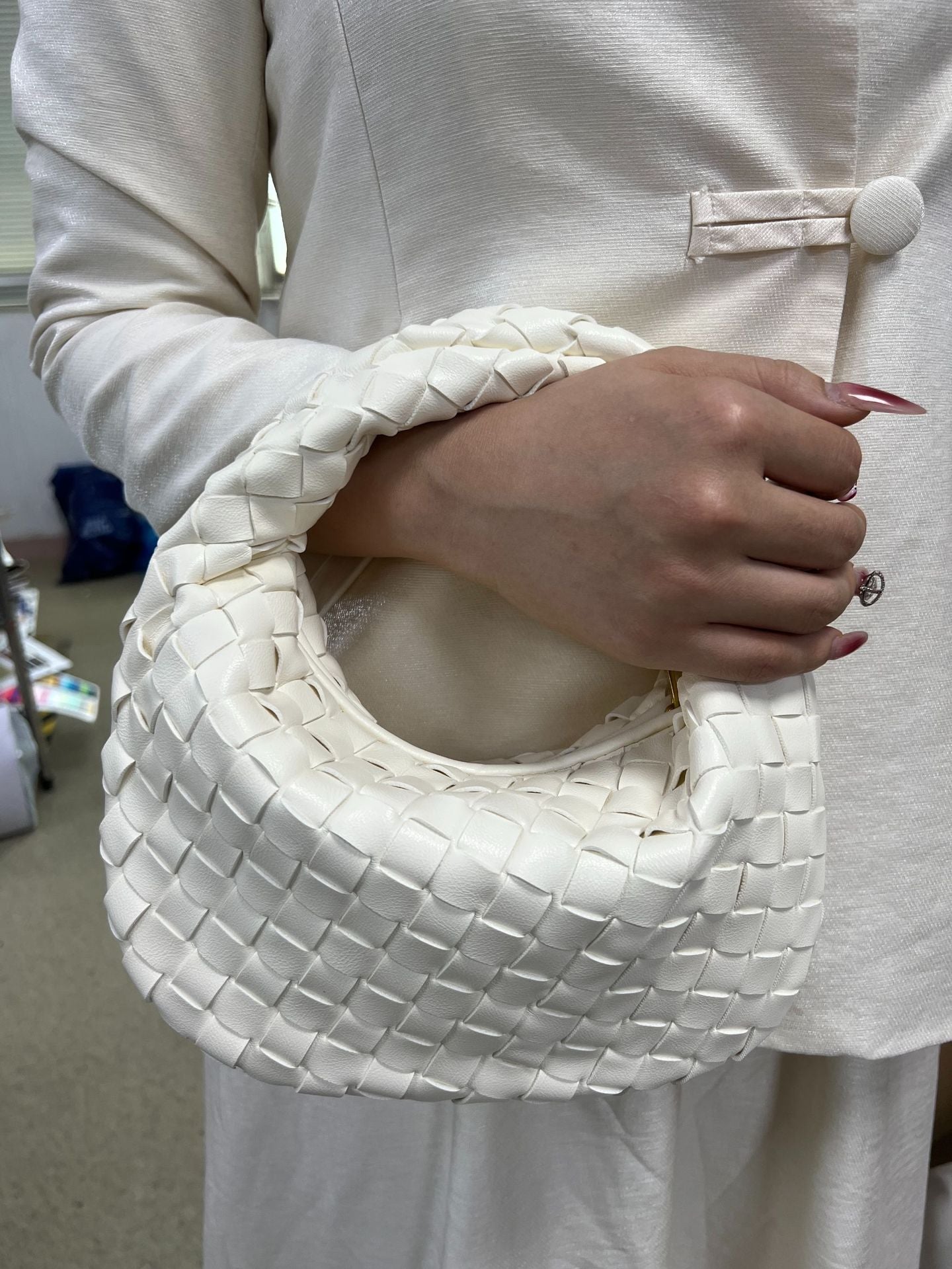 Woven Female Cloud Croissant Hand Holding Handbags
