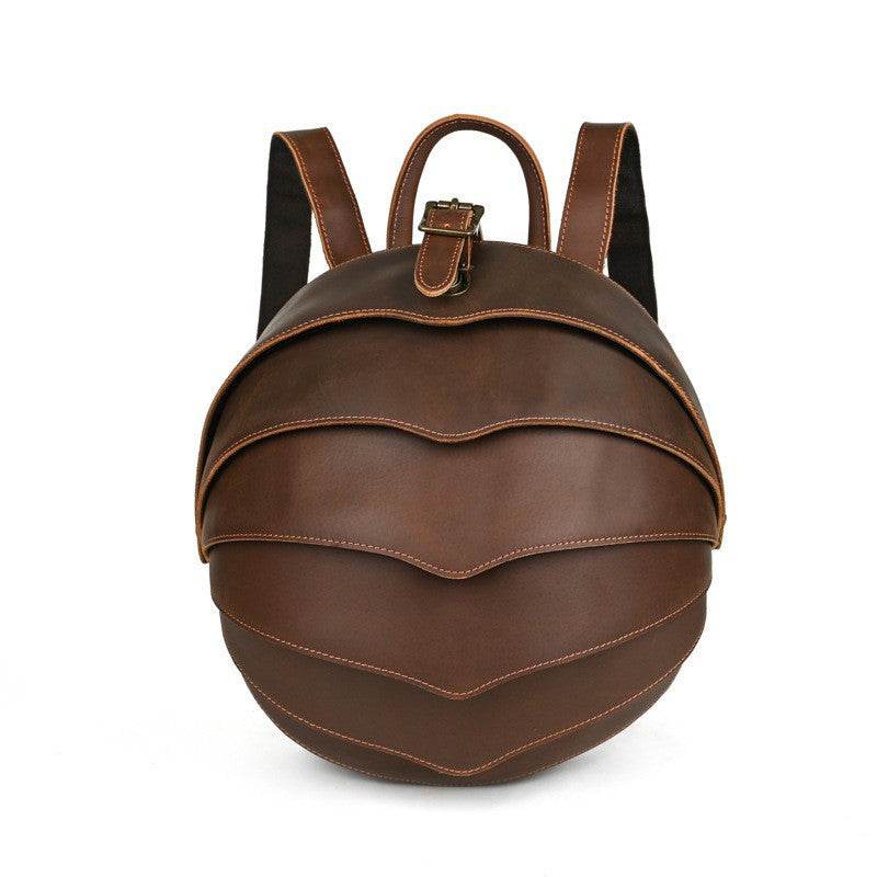 Men's Vintage Genuine Leather Beetle Trend Large Backpacks