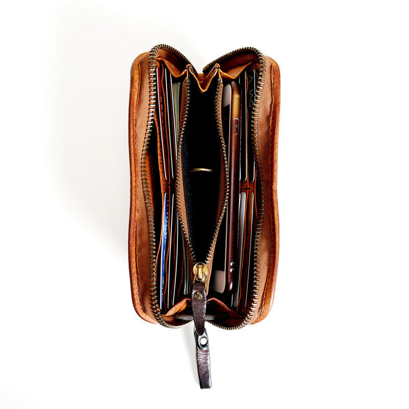 Men's Handmade Retro First Layer Cowhide Washed Men's Wallets