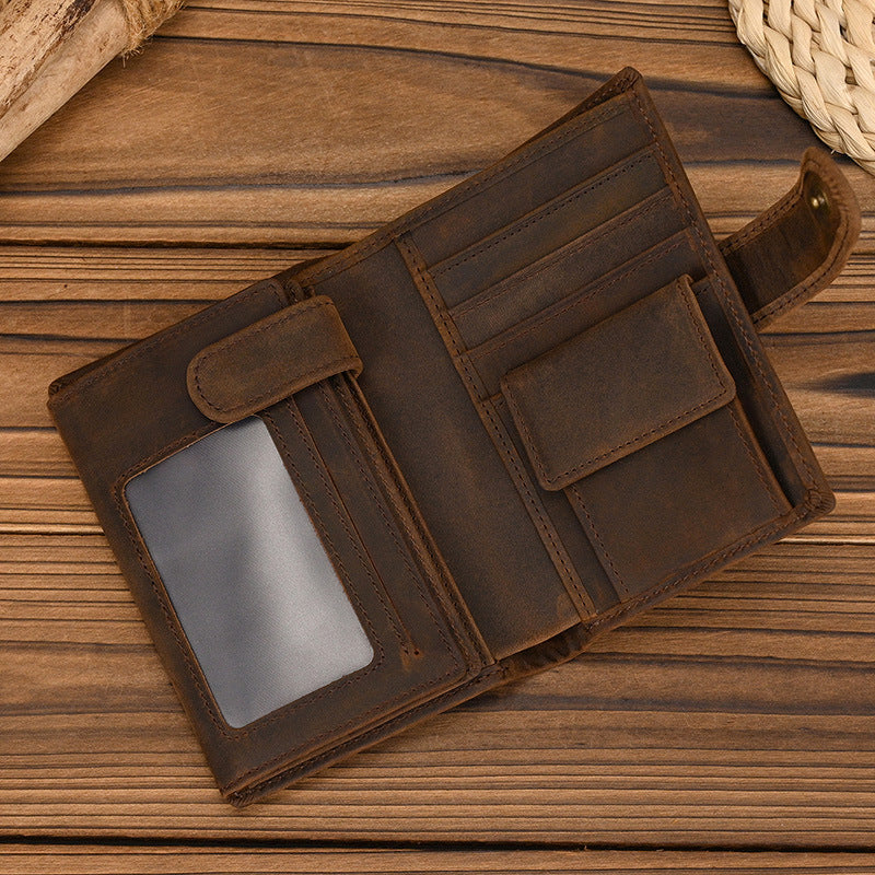 Men's Leather Short Three-fold With Pocket Two-fold Men's Wallets