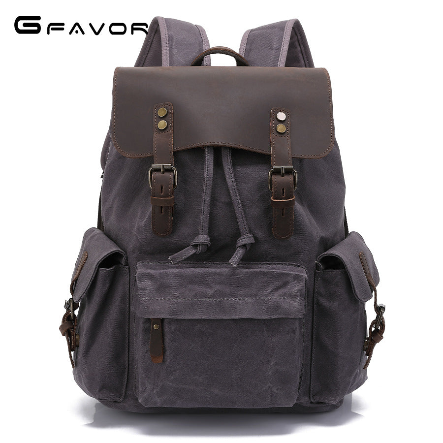 Men's Crazy Horse Leather Retro Oil Wax Backpacks