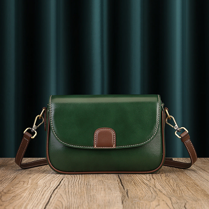Women's Design Leather Retro Color Matching Toe Shoulder Bags