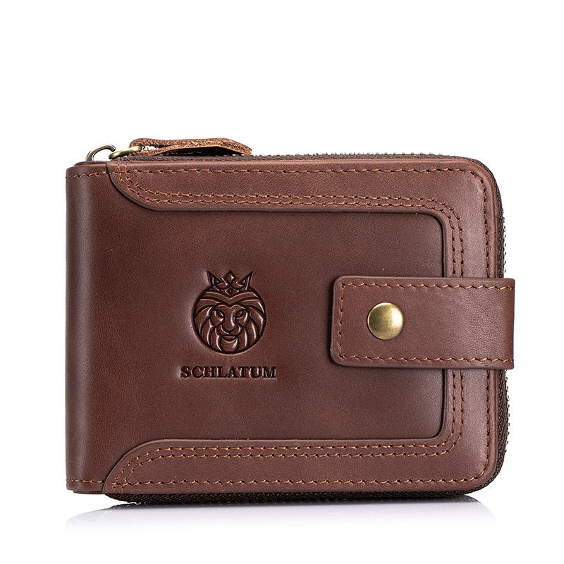 Men's Cowhide Swiping Genuine Leather Horizontal Retro Men's Wallets