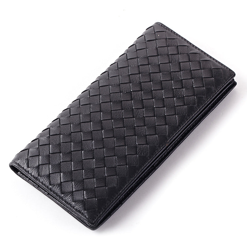 Men's Hand-woven Short Long Genuine Leather Classic Business Men's Wallets