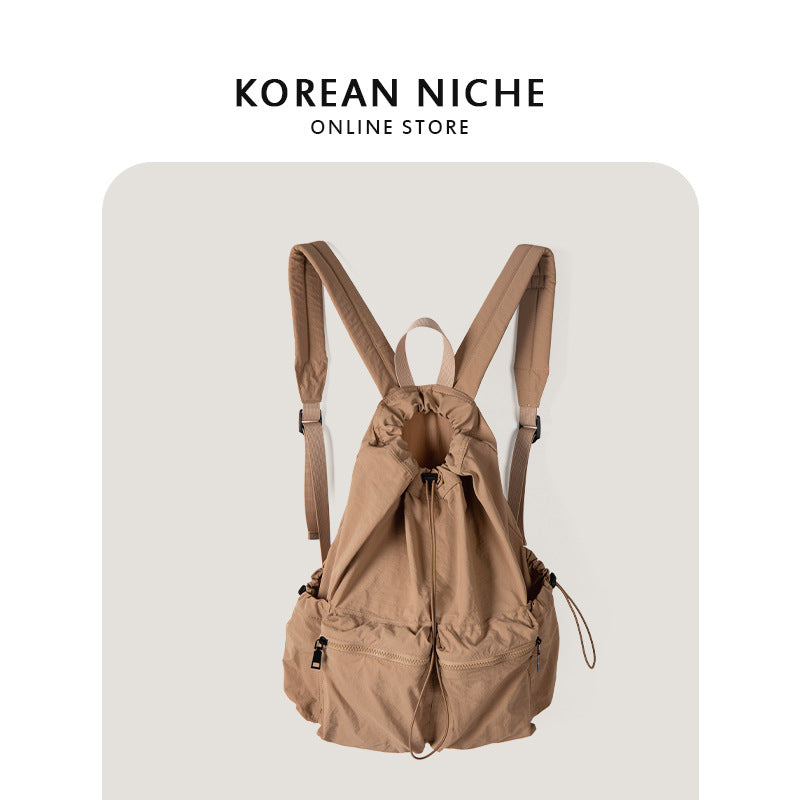 Women's Korean Style Niche Drawstring Leisure Lightweight Backpacks