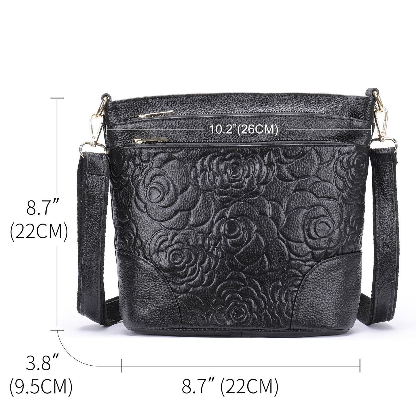 Women's Genuine Leather Embossed Mother First Layer Cowhide Multi Compartment Shoulder Bags