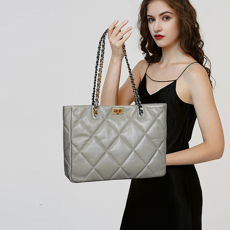 Women's Capacity Totes Genuine Leather High-grade Chain Shoulder Bags