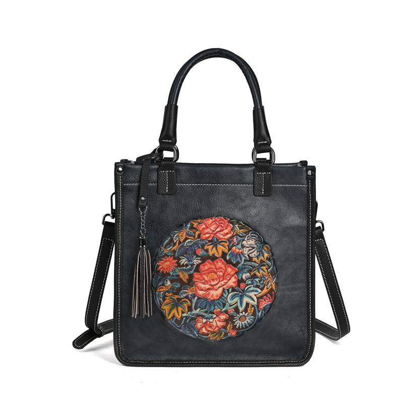 Women's Leather First Layer Cowhide Chinese Style Handbags