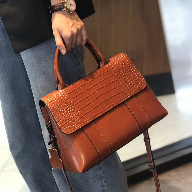 Women's Fashion Genuine Leather Portable Large Capacity Handbags