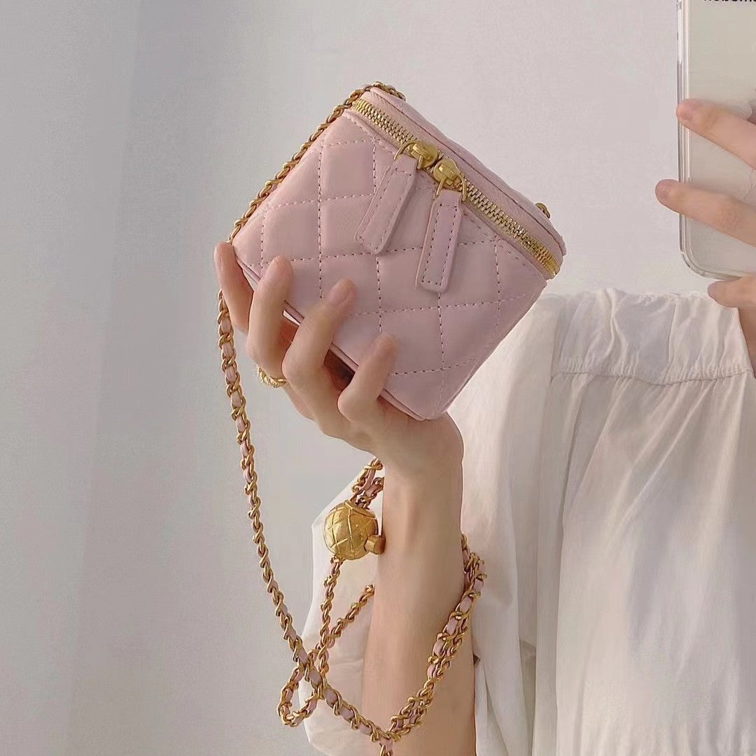Sheepskin Classic Style Rhombus Chain Hand Carrying Double Crossbody Bags