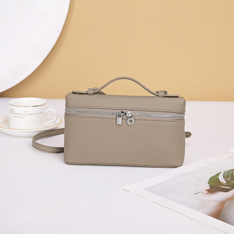 Women's First Layer Cowhide Lunch Box Portable Crossbody Bags