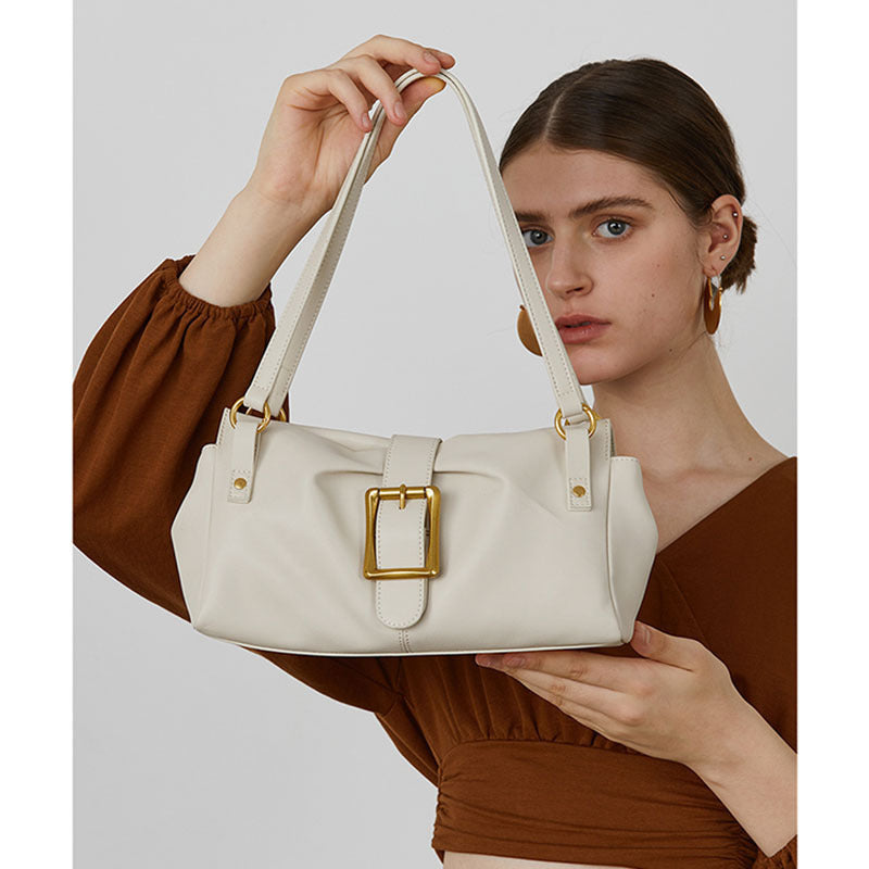 Women's High-grade Baguette Genuine Leather Oblique Female Shoulder Bags