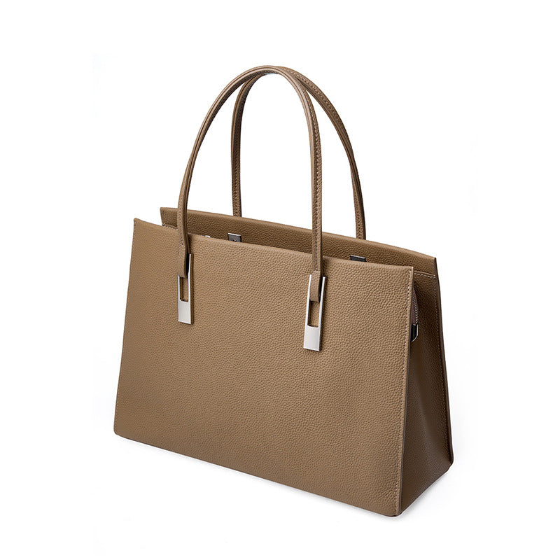 Women's Leather Commuting Large Capacity First Layer Handbags