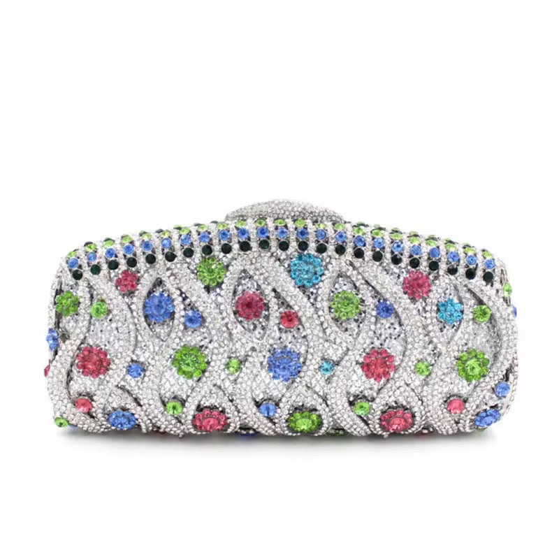 Women's Hollow Metal Rhinestone Clutch Banquet Full Chain Evening Bags