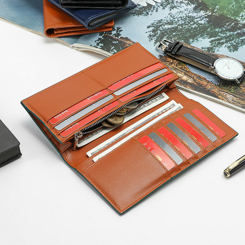 Men's Elegant Leather Long Cowhide Clutch Men's Wallets