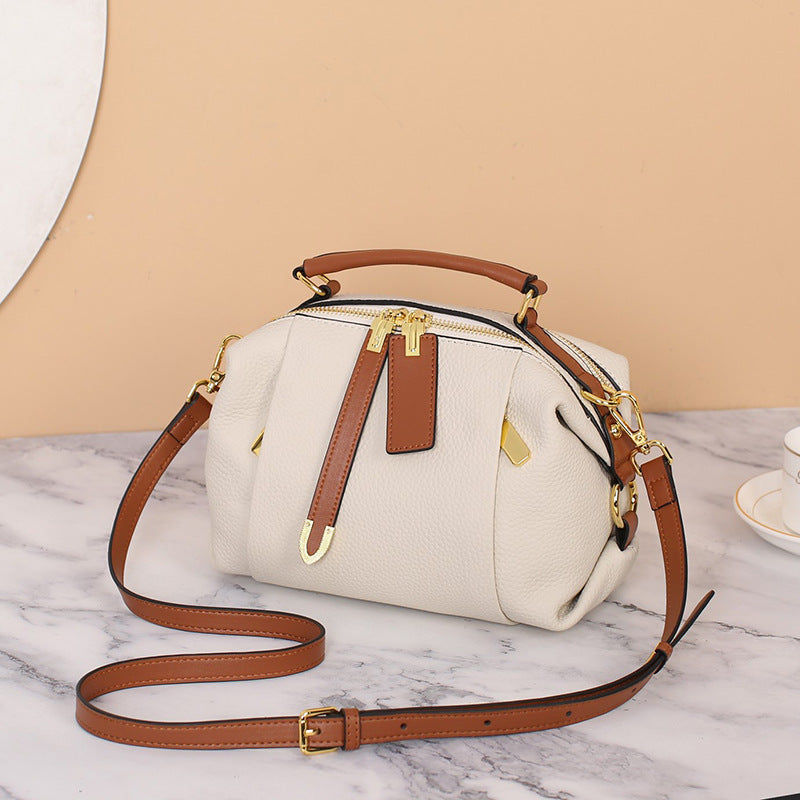Women's First Layer Cowhide Dumpling Leather Large Handbags