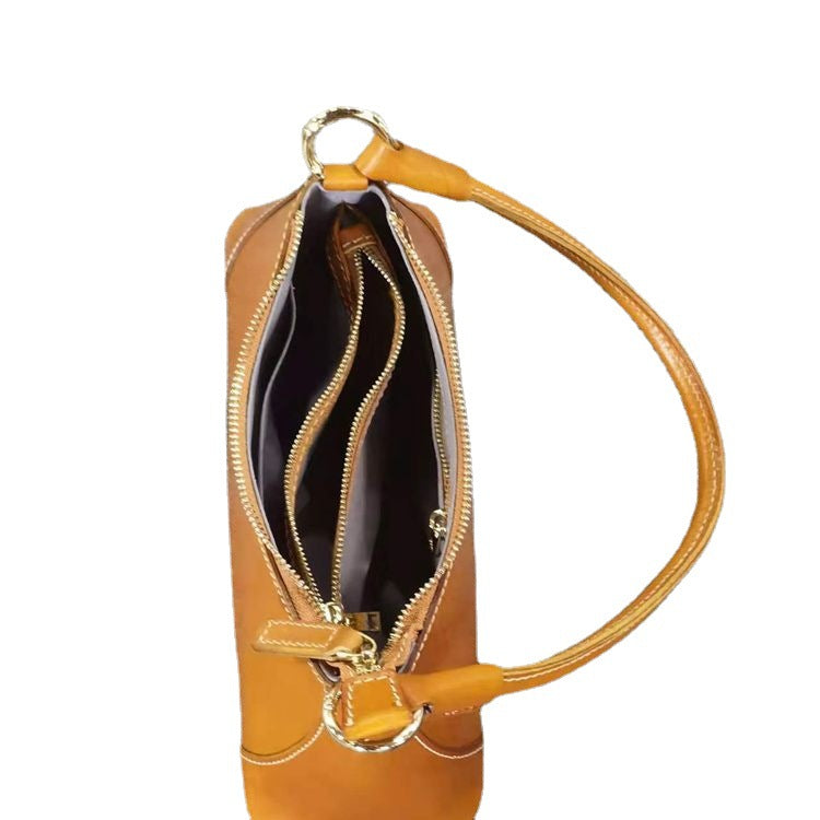 Women's First Layer Cowhide Business Underarm Foreskin Fashion French Stick Crossbody Bags