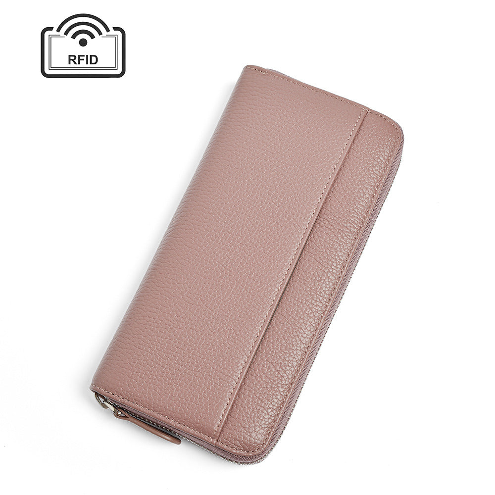 Women's Long Leather Organ Clutch Large Capacity Ladies Wallets