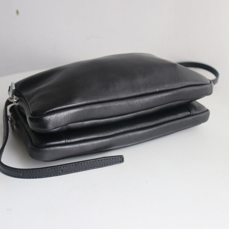 Style Genuine Leather File Simple Twin Crossbody Bags
